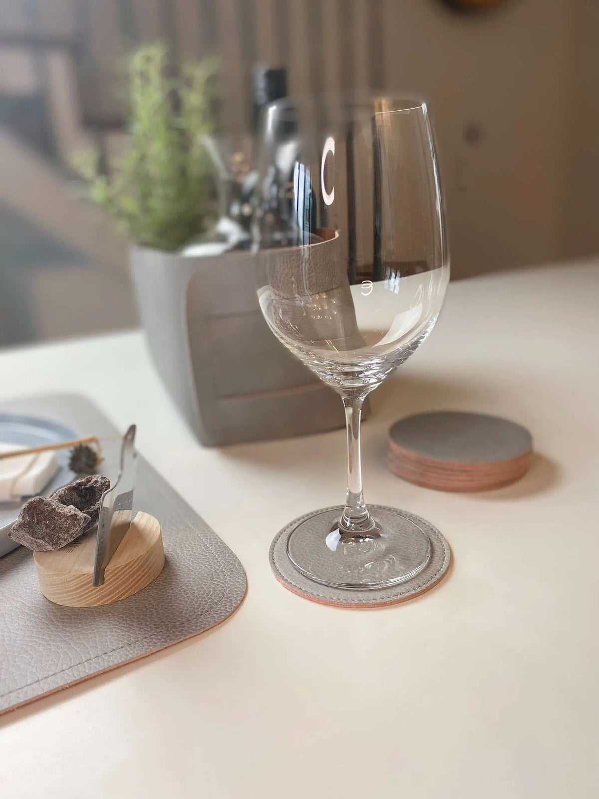 Glasuntersetzer in Lederoptik, 8er Set